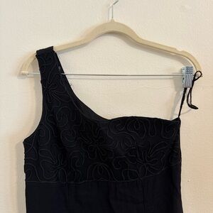 Rampage Black One-Shoulder Dress with Floral Accents